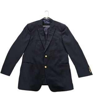Brooks Brothers 1818 Madison X Loro Piana Navy Blue Gold Button Blazer Mens 44 L